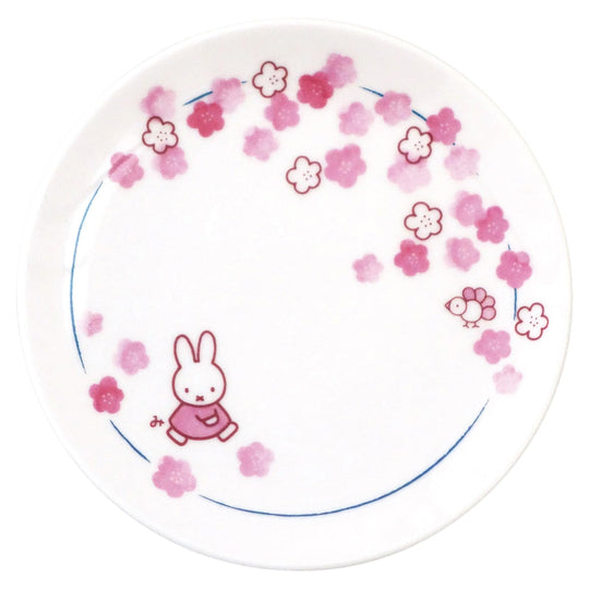 Dick Bruna Miffy Plate Medium 17cm Japanese Made Floral Design 418112 - WAFUU JAPAN