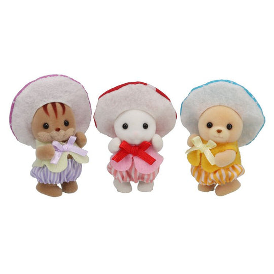 EPOCH Sylvanian Families Baby Trio Mushroom Fairy Pretend Play Doll Set - WAFUU JAPAN