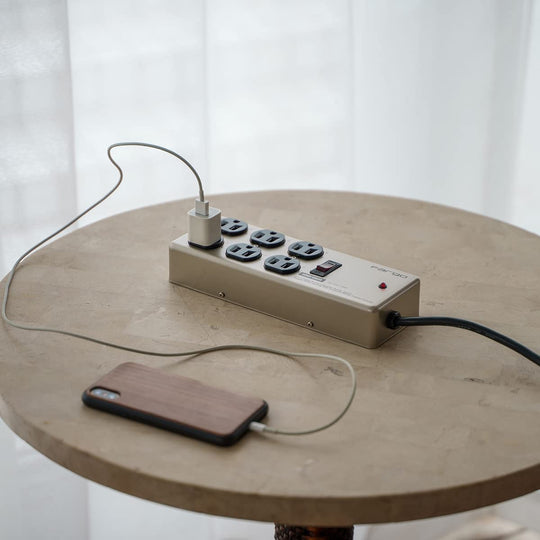 Fargo Steel Power Strip with Earth Wire Wall Mount 3 - Pin Silver 6 Outlets 1 8m AC100〜125V - WAFUU JAPAN