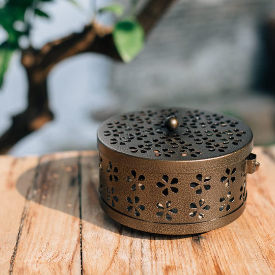 Hachibanya Katori Senko Mosquito Coil Holder Steel Portable Hanging Mosquito Repellent Bronze - WAFUU JAPAN