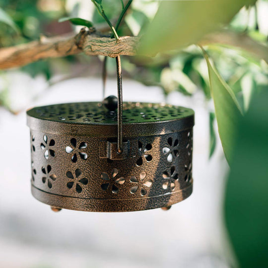 Hachibanya Katori Senko Mosquito Coil Holder Steel Portable Hanging Mosquito Repellent Bronze - WAFUU JAPAN