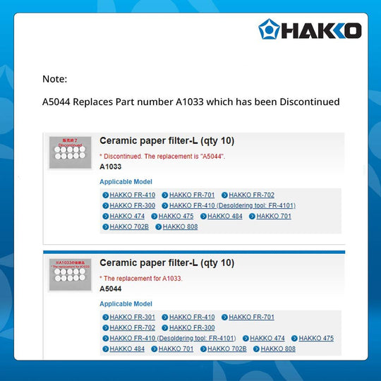 HAKKO Ceramic Paper Filter L (10 pcs) for FR - 310/FR - 4103 A5044 - WAFUU JAPAN