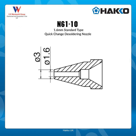 HAKKO Standard Nozzle (Ø1 6 mm) for FR - 301/FR - 4103 N61 - 10 - WAFUU JAPAN