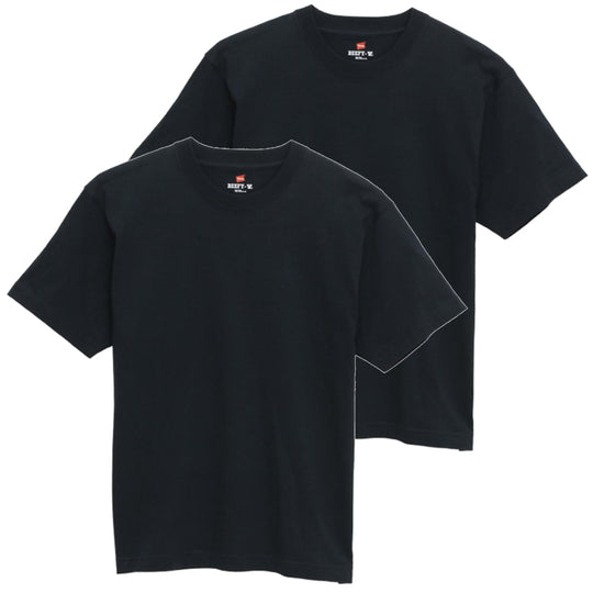 Hanes Beefy T Shirt Short Sleeve Crew Neck Heavyweight Cotton H5180 Navy 2 Pack - WAFUU JAPAN