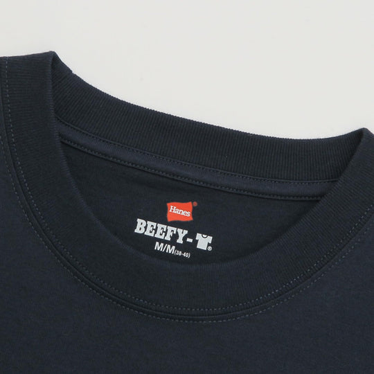 Hanes Beefy T Shirt Short Sleeve Crew Neck Heavyweight Cotton H5180 Navy 2 Pack - WAFUU JAPAN