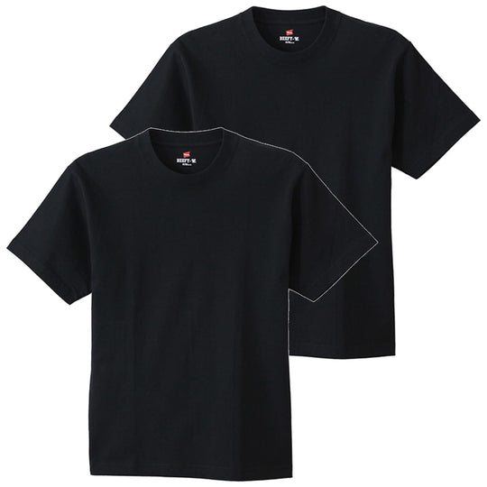 Hanes Beefy T-Shirt Short Sleeve Crew Neck Tagless 2 Pack H5180 - 2 Black - WAFUU JAPAN