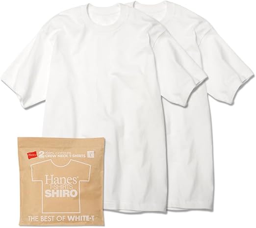 Hanes T-Shirt Crew Neck Cotton 100 Percent Tagless HM1 - Z701 White 2 Pack - WAFUU JAPAN