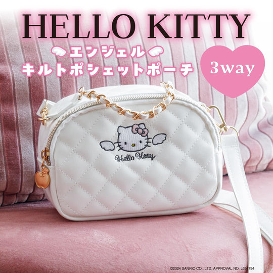 HELLO KITTY Angel Quilted Pochette Pouch BOOK - WAFUU JAPAN