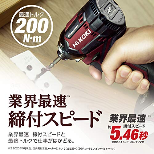 HiKOKI 36V Compact Impact Driver WH36DC(NN) Aggressive Green Lightweight - WAFUU JAPAN