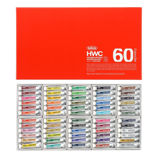 Holbein Transparent Watercolor Set 60 Colors 5ml Tubes W411 - WAFUU JAPAN