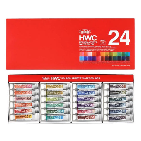 Holbein Transparent Watercolors Granulating Colors 5ml 24 color set 13591 - WAFUU JAPAN