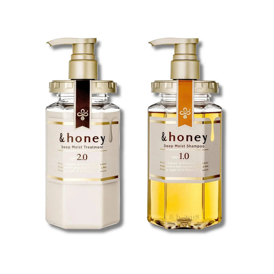 &HONEY Deep Moist 1.0 Shampoo 440ml + 2.0 Hair Treatment 445g Set - WAFUU JAPAN