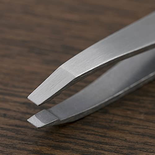 KAI SekiMagoroku Tweezers with Flat Tip and Storage Case HC3505 Silver - WAFUU JAPAN