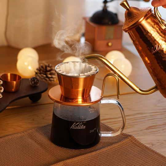 Kalita Wave Handcrafted Copper Coffee Dripper WDC - 155 Made in Japan For 1 - 2 Cups - WAFUU JAPAN