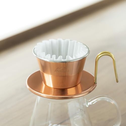 Kalita Wave Handcrafted Copper Coffee Dripper WDC - 155 Made in Japan For 1 - 2 Cups - WAFUU JAPAN