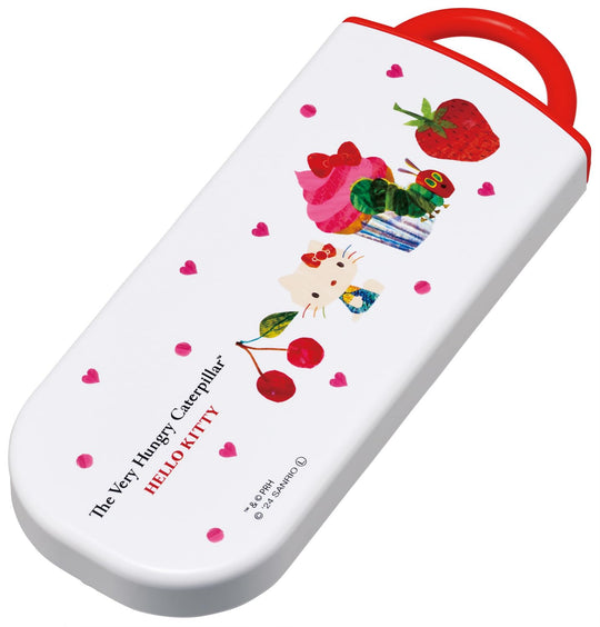 Kids Cutlery Set (Chopsticks Spoon & Fork) — Hungry Caterpillar × Hello Kitty - WAFUU JAPAN