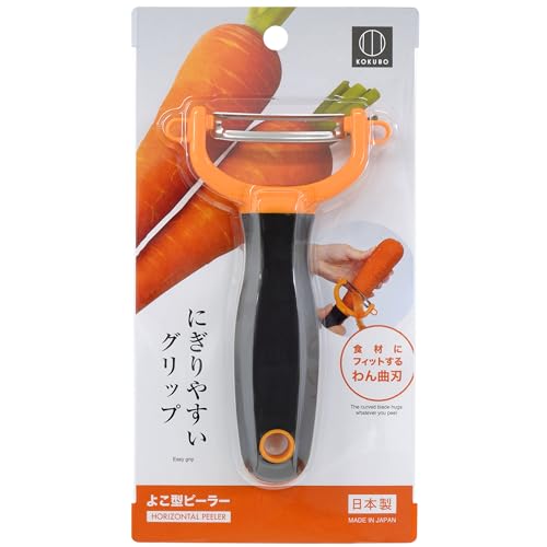 Kokubo Horizontal Peeler T Blade Stainless Steel Comfortable Grip KK - 618 Orange - WAFUU JAPAN