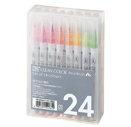 Kuretake Brush pen aqueous ZIG clean color real brush 24 colors RB-6000AT/24V - WAFUU JAPAN