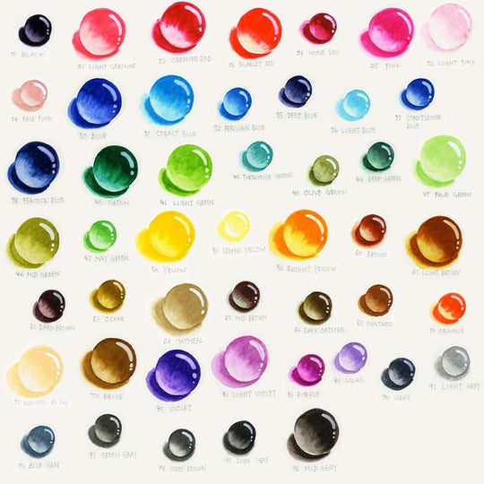 Kuretake Brush pen aqueous ZIG clean color real brush 48 colors 6000AT/48V - WAFUU JAPAN