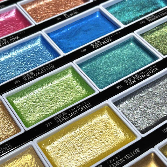 Kuretake Gansai Tambi Metallic Watercolor Set MC20 24 Colors - WAFUU JAPAN