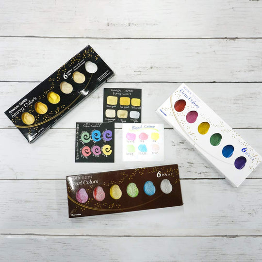 Kuretake Pearl Colors Watercolor Paint Set 6 Colors MC20PC 6V - WAFUU JAPAN