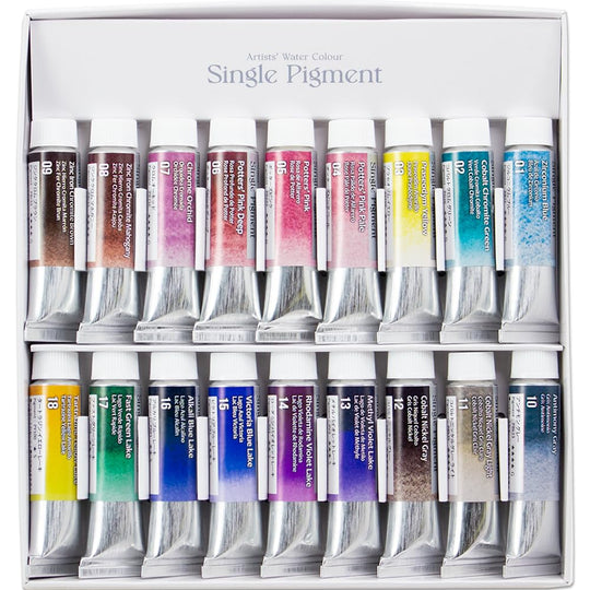 Kusakabe Watercolor Paint Single Pigment Granulation Staining Set 18 Colors 314055 - WAFUU JAPAN