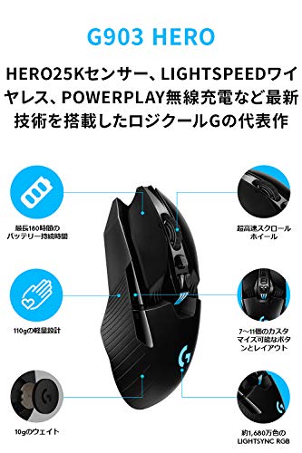 Logicool G903h LIGHTSPEED Wireless Gaming Mouse HERO 25K Sensor RGB – WAFUU  JAPAN