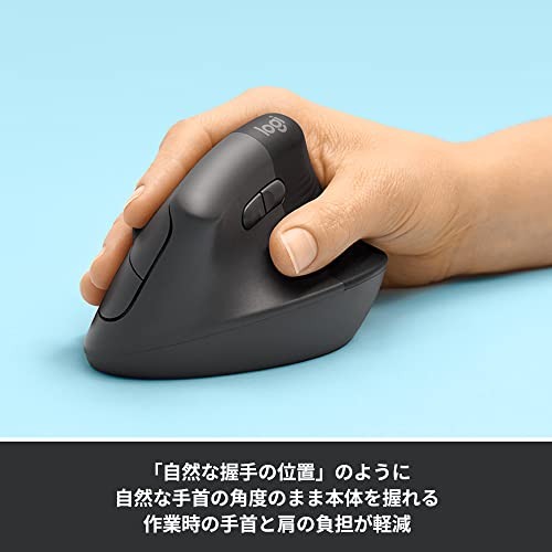 Logicool LIFT M800GR Quiet Ergonomic Wireless Mouse Graphite - WAFUU JAPAN