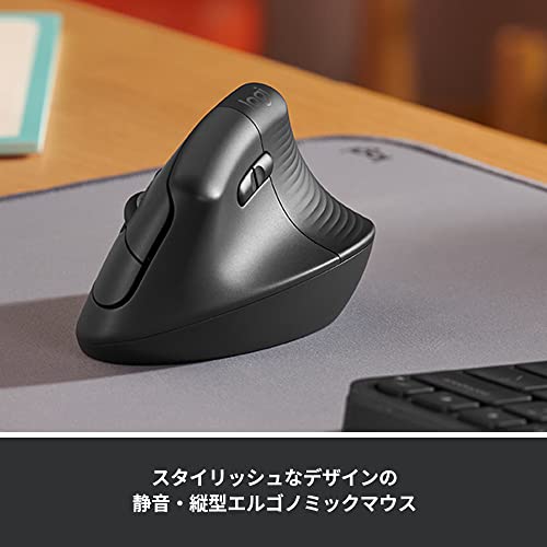 Logicool LIFT M800GR Quiet Ergonomic Wireless Mouse Graphite - WAFUU JAPAN