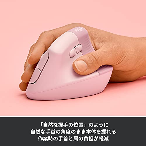 Logicool LIFT M800RO Wireless Vertical Ergonomic Mouse Rose for Windows Mac - WAFUU JAPAN