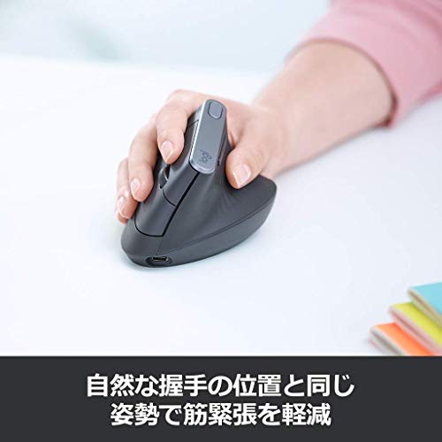 Logicool MX Vertical Advanced Ergonomic Wireless Mouse 6 Buttons Graph ...