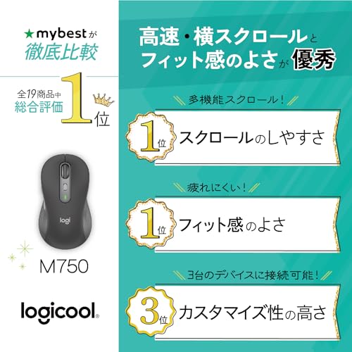 Logicool Signature M750 Large Wireless Mouse Graphite Bluetooth Logi Bolt - WAFUU JAPAN