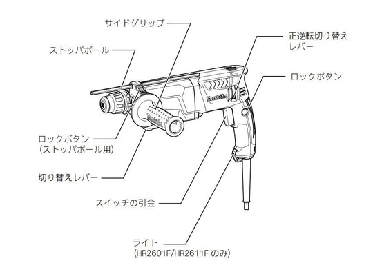 Makita AC 100V 26mm SDS+ Hammer Drill HR2601F AC100V - WAFUU JAPAN