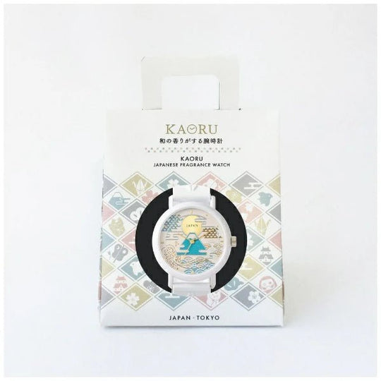 MARUZEKI unisex watch silicone band KAORU Mount Fuji hinoki scent White KAORU002FH - WAFUU JAPAN