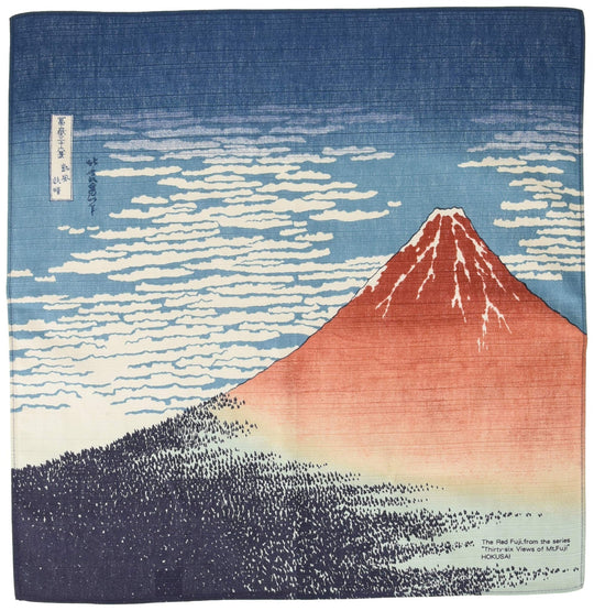 Maruzen Cotton Furoshiki Wrapping Cloth Hokusai Red Fuji 50x50cm No101 - WAFUU JAPAN