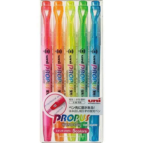Mitsubishi Pencil Fluorescent Pen Pro Pass Window 5 colors set PUS-102T.5C - WAFUU JAPAN