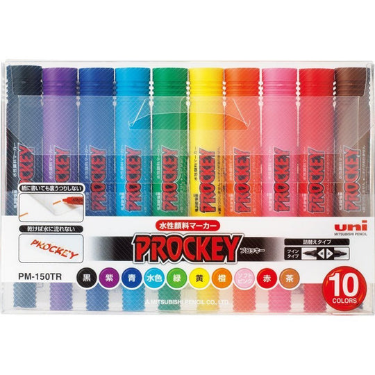 Mitsubishi Pencil Procky Twin Water - Based Pen 10 Colors PM150TR10CN - WAFUU JAPAN