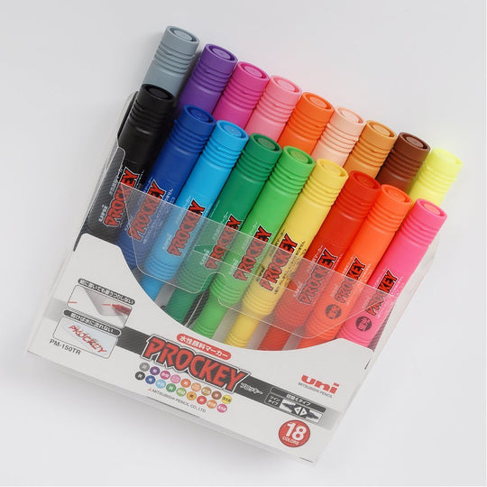 Mitsubishi Pencil Procky Twin Water - Based Pen Set PM150TR18CN 18 Colors - WAFUU JAPAN