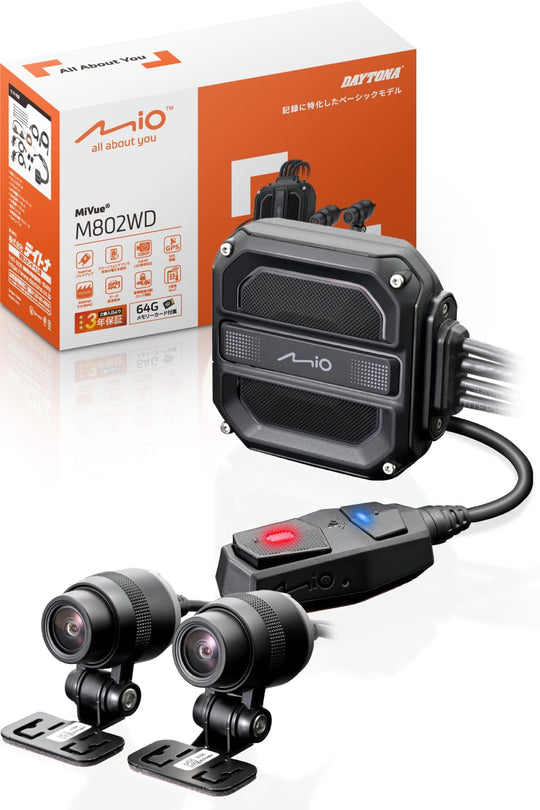MiVue M802WD Motorcycle Front+Rear Dash Cam Full HD 2MP 64GB - WAFUU JAPAN