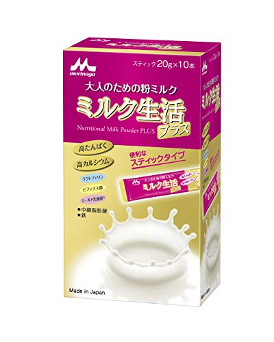 Morinaga Milk Powder for Adults Milk Seikatsu Plus Sticks (20g x 10 sticks) Nutritional supplement 6 major ingredients for health support - WAFUU JAPAN