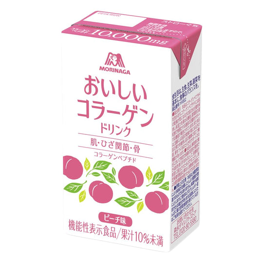 Morinaga Seika Oishii Collagen Drink 125ml 24 bottles Peach flavor - WAFUU JAPAN