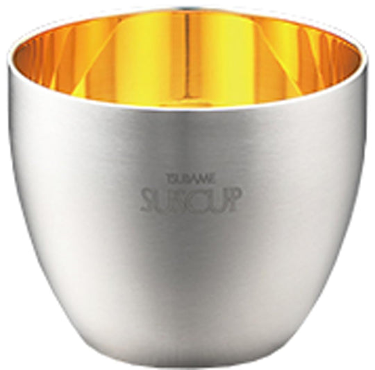 Nagao Tsubame - Sanjo Sakura Gold Sake Cup Double - Wall Stainless Japan Made - WAFUU JAPAN