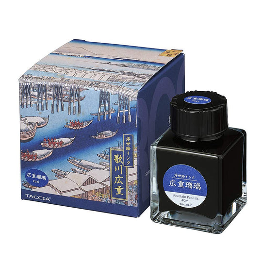 Nakabayashi TACCIA Fountain Pen Ink Water - Based Dye Ukiyoe Hiroshige Blue TFPI - WD42 - 10 - WAFUU JAPAN