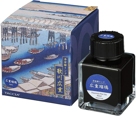 Nakabayashi TACCIA Fountain Pen Ink Water - Based Dye Ukiyoe Hiroshige Blue TFPI - WD42 - 10 - WAFUU JAPAN