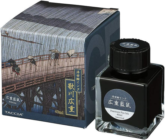 Nakabayashi TACCIA Fountain Pen Ink Water - Based Dye Ukiyoe Hiroshige Blue TFPI - WD42 - 10 - WAFUU JAPAN