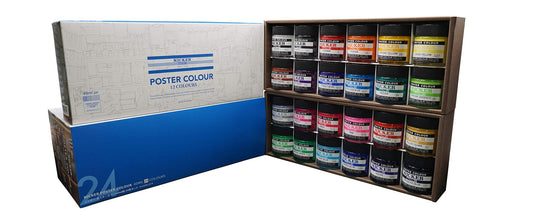 Nicker Colour Watercolor and Poster Paint Set 24 Colors 40ml PC40ML24N - WAFUU JAPAN