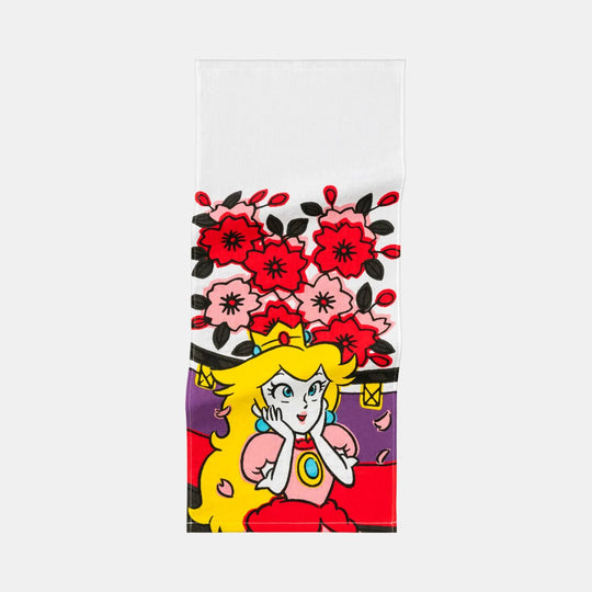 Nintendo Mario Hanafuda Face Towel March Cherry Blossom Peach Design - WAFUU JAPAN