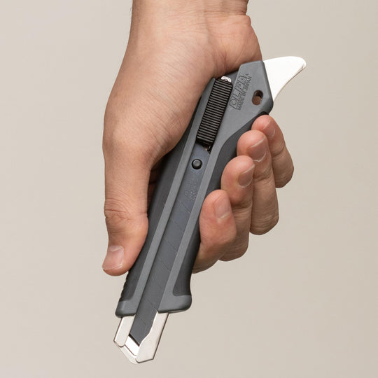 OLFA Hyper AL Gray Auto - Lock Utility Knife with Special Black Blade (193B - GRY) - WAFUU JAPAN
