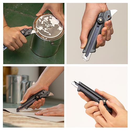 OLFA Hyper L Gray Screw - Lock Utility Cutter with Special Black Blade 192B - GRY - WAFUU JAPAN