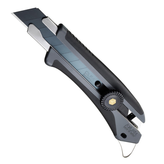 OLFA Hyper L Gray Screw - Lock Utility Cutter with Special Black Blade 192B - GRY - WAFUU JAPAN